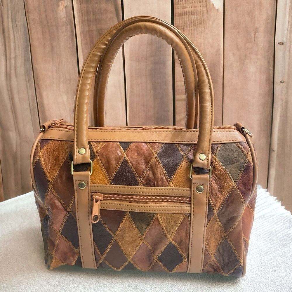 Patch Work Brown Leather Bag. - image 1